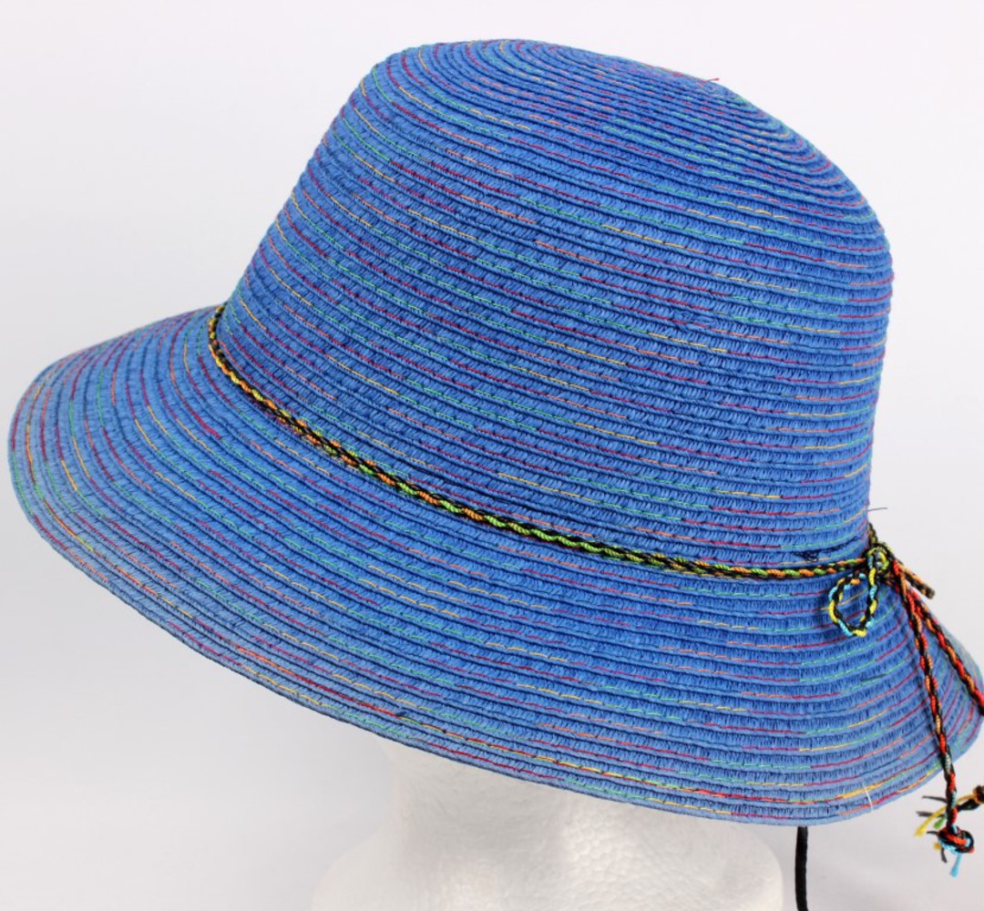 Braid hat with tie trim blue Style: H/4239 image 0